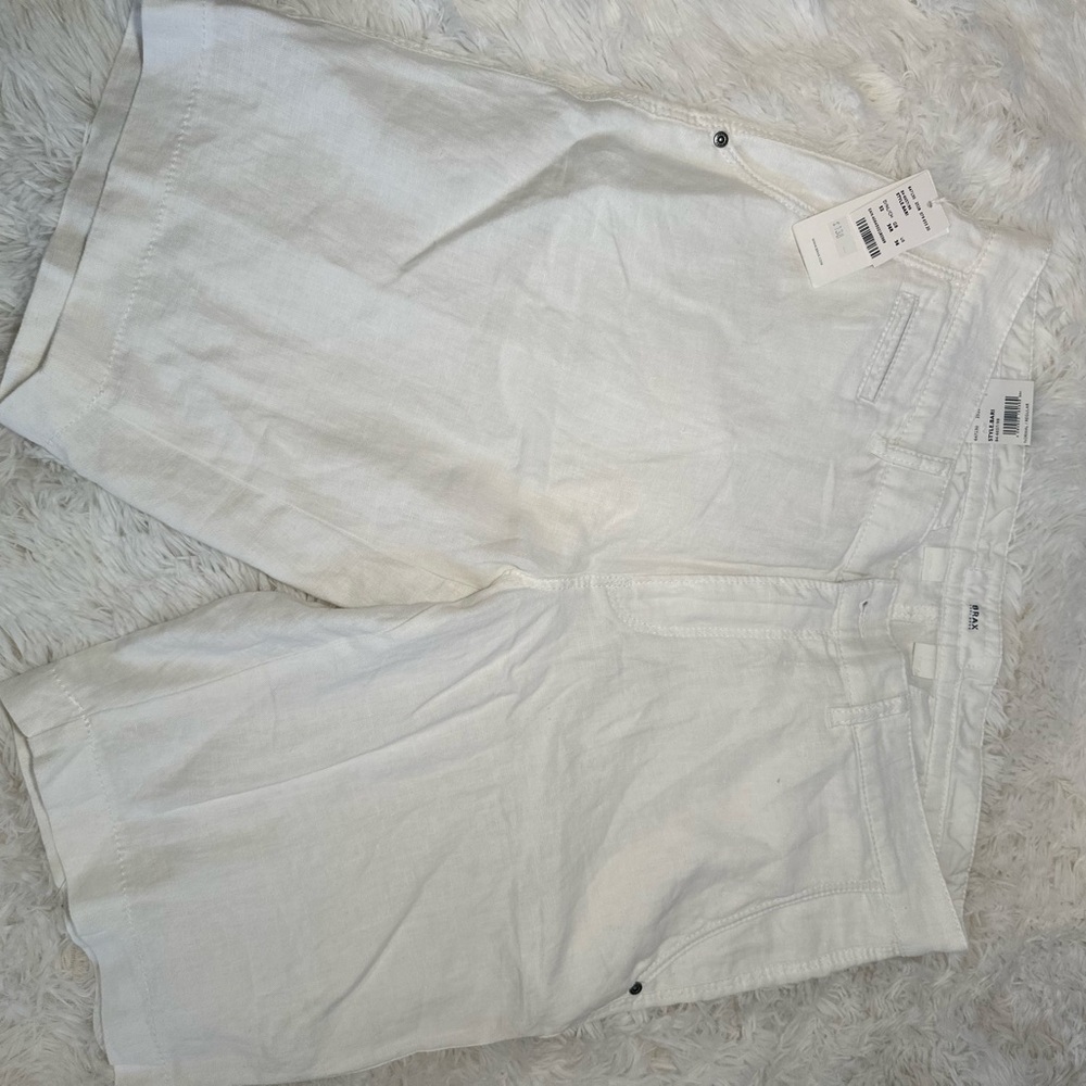 Raphaela by Brax Men's White Dress Linen Shorts